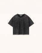 Distressed Raglan Cropped Tee - Faded Obsidian
