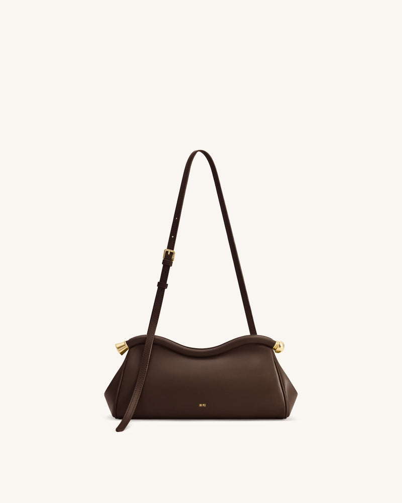 Naomi Curved Shoulder Bag - Chocolate Brown