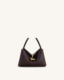 Maelle Dachshund Charm Double Handle Bag - Dark Brown
