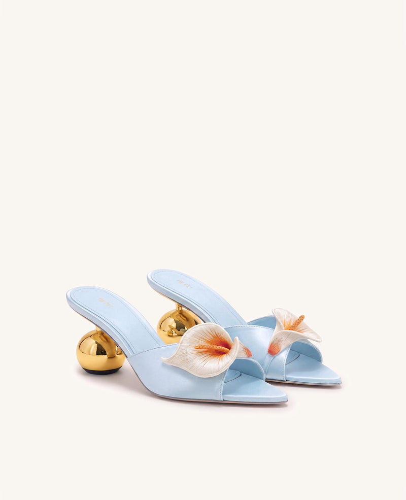 Bianca Calla Lily Sphere Heel Mules - Blue