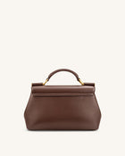 Audrey Flap Lock Top Handle Bag - Brown