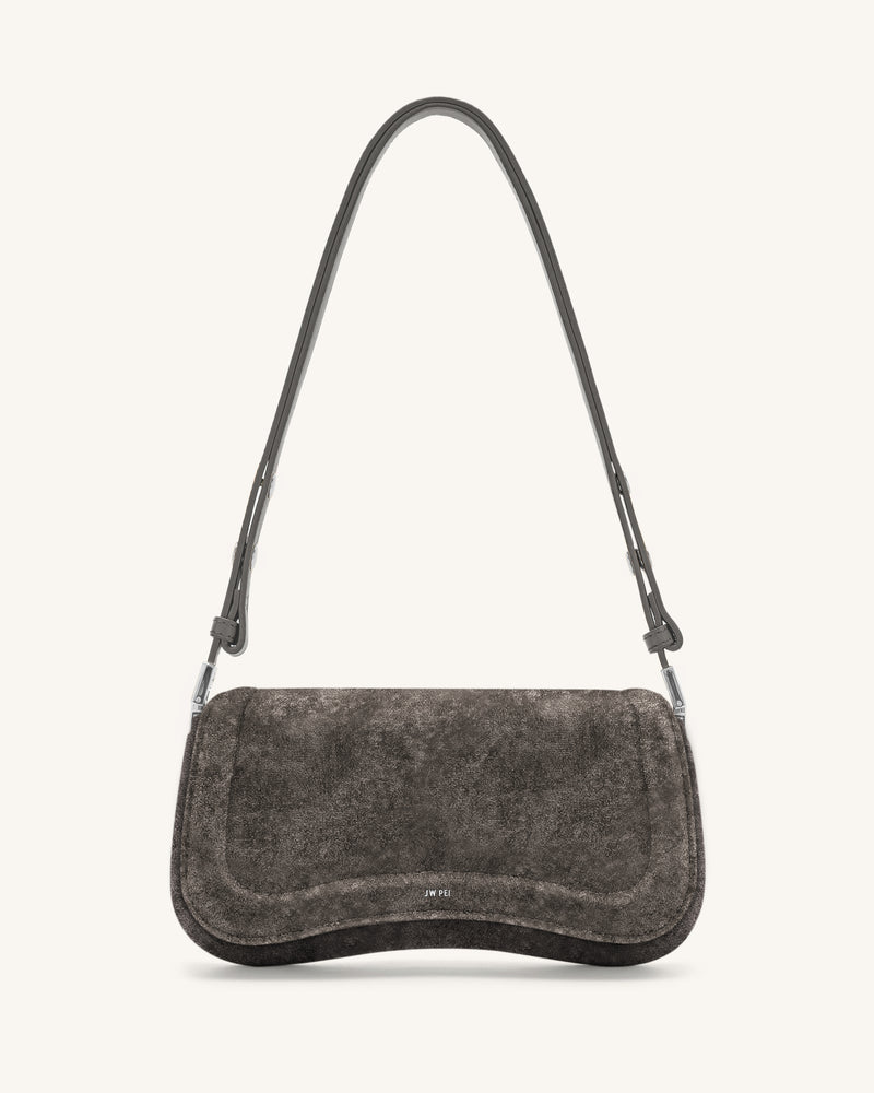 Joy Velvet Shoulder Bag - Gray