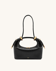 Ellie Metal Ring Embellished Top Handle Bag - Black