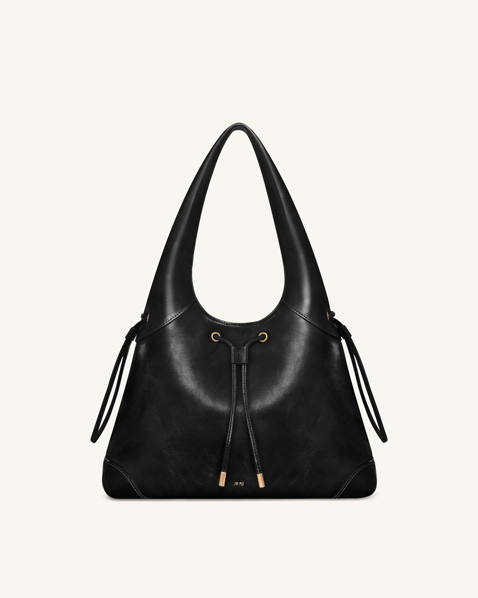 Elara Drawstring Hobo Bag - Black