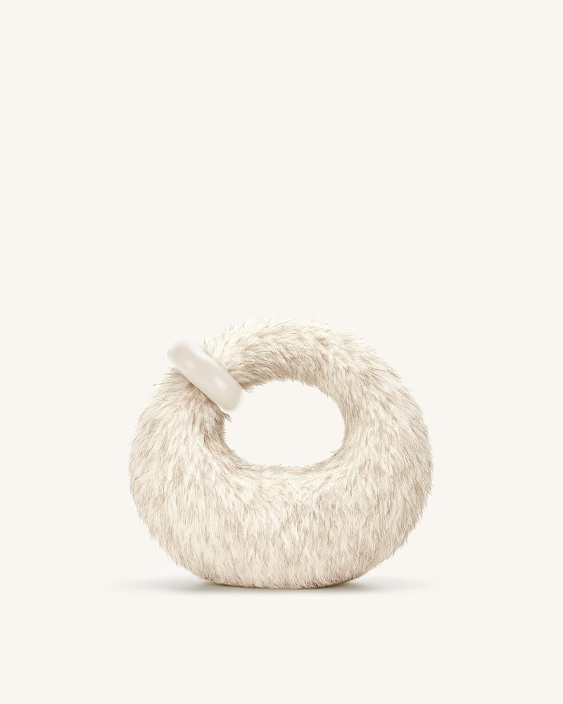 Abacus Faux Fur Mini Top Handle Bag - White