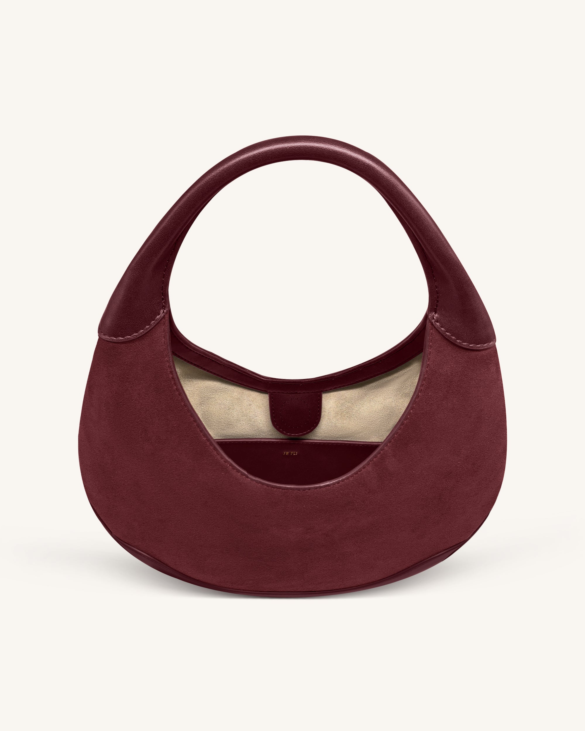 Colette Faux Suede Crescent Hobo Bag - Deep Claret
