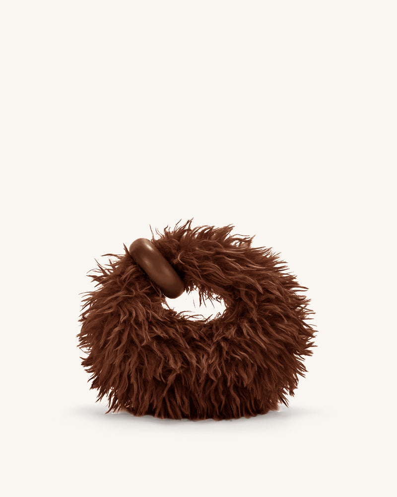 Abacus Faux Fur Mini Top Handle Bag - Brown