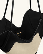 Maribel Panel Tote Bag - Black Canvas