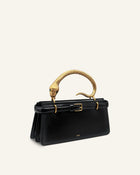 Elena Snake Handle Top Handle Bag - Black