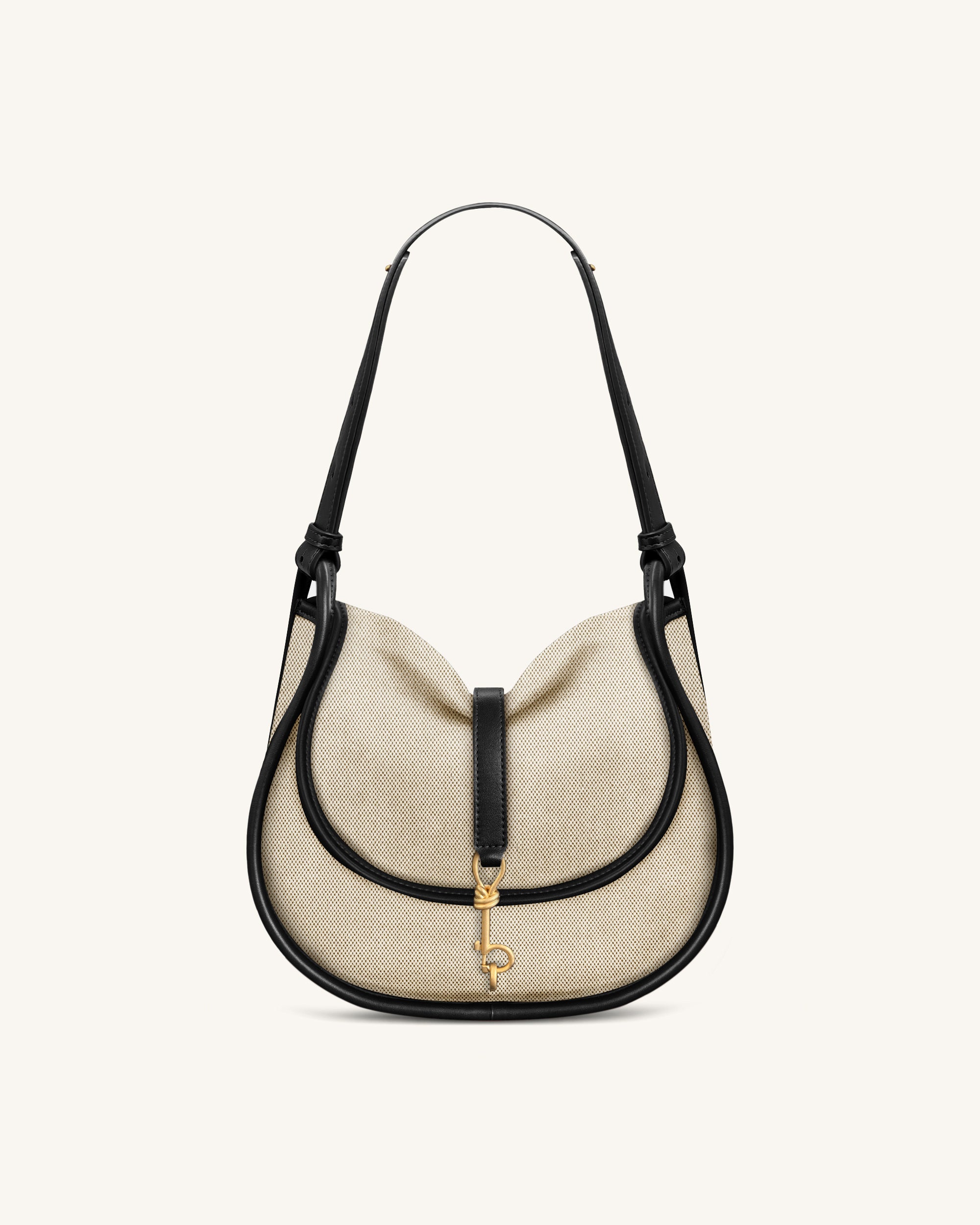 Arla Small Faux Suede Hobo Bag – Black Canvas