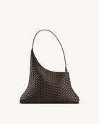 Lyra Woven Shoulder Bag – Dark Brown