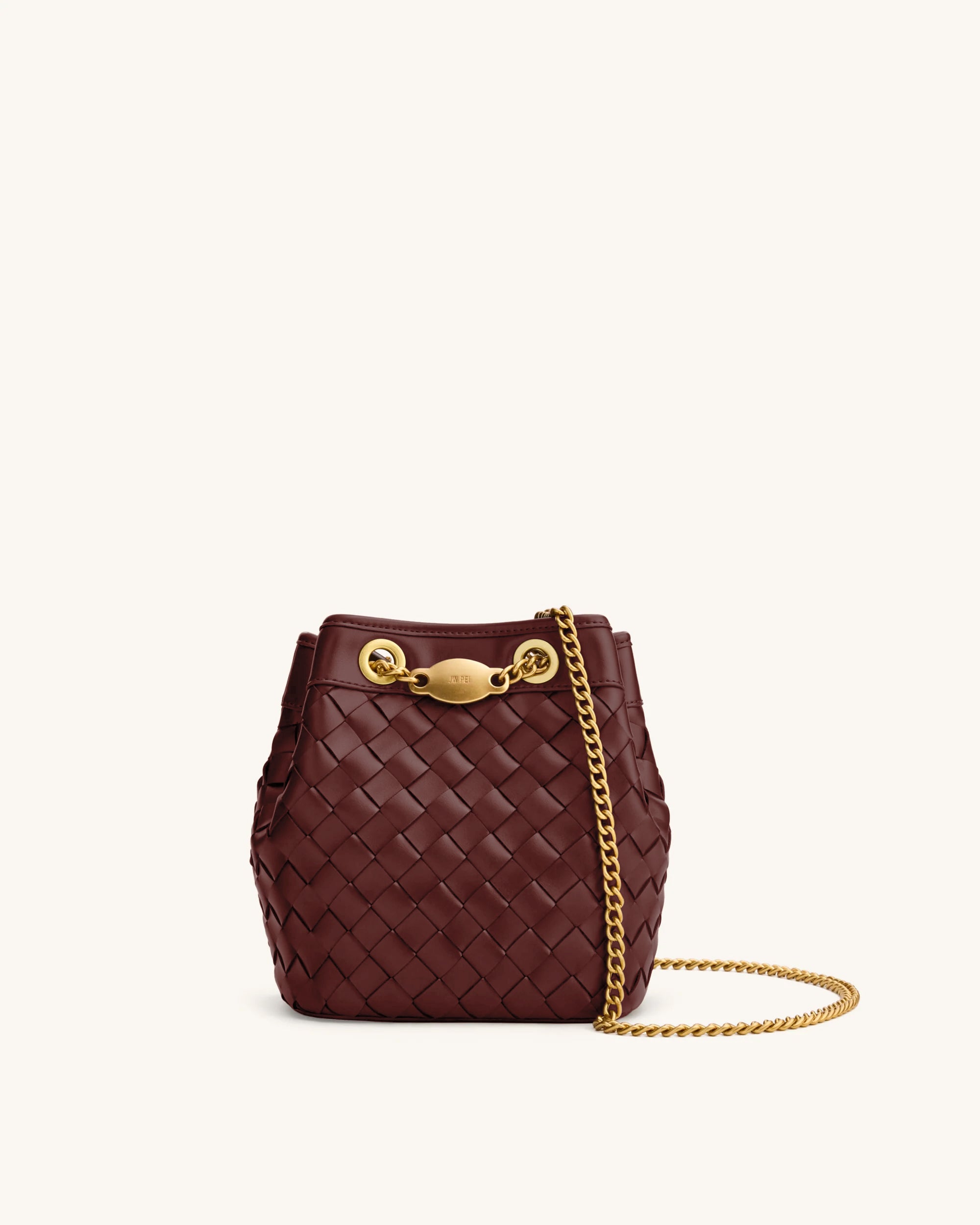 Yara Hand-Woven Bucket Bag - Burgundy