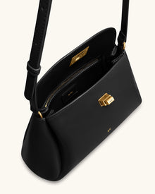 Greta Twist-Lock Crossbody Bag - Black