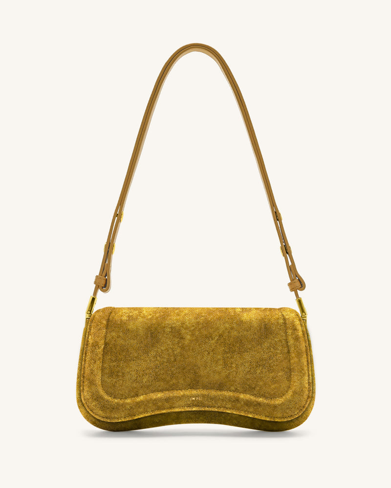 Joy Velvet Shoulder Bag - Yellow