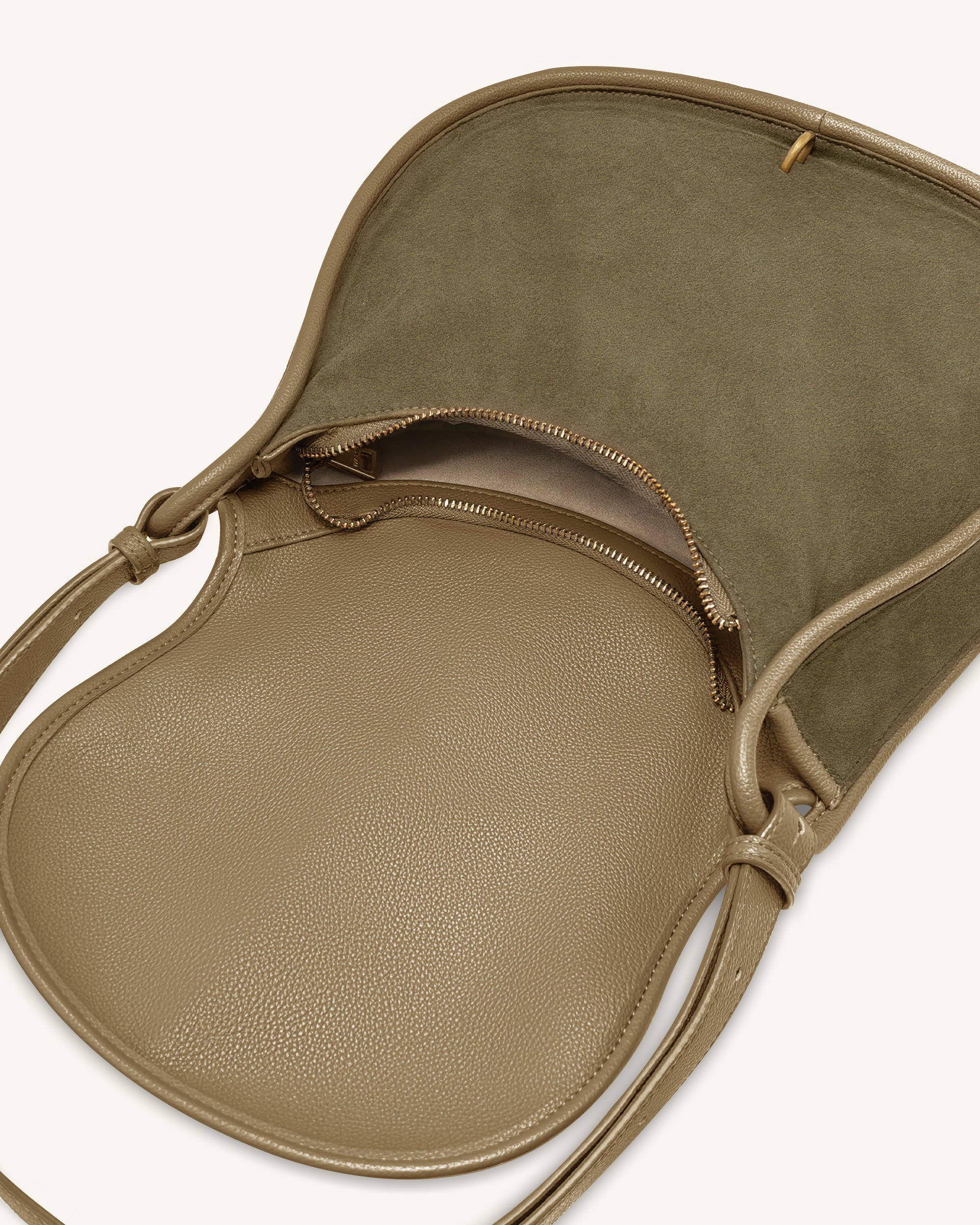 Arla Small Faux Suede Hobo Bag - Olive Green