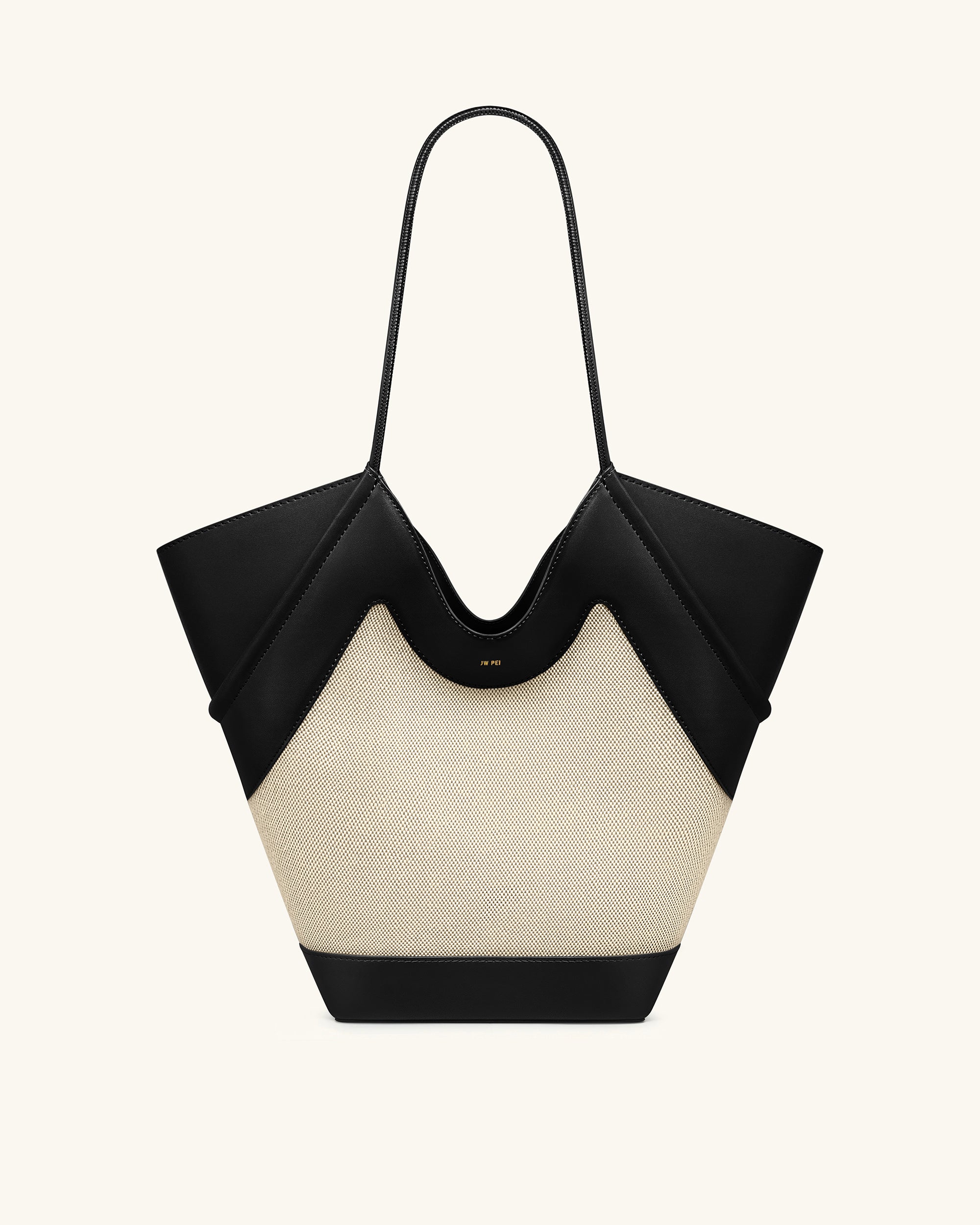 Maribel Panel Tote Bag - Black Canvas