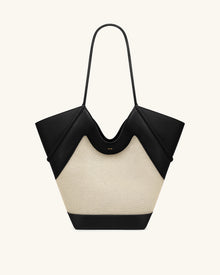 Maribel Panel Tote Bag - Black Canvas