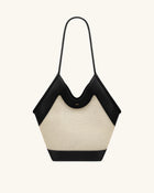 Maribel Panel Tote Bag - Black Canvas
