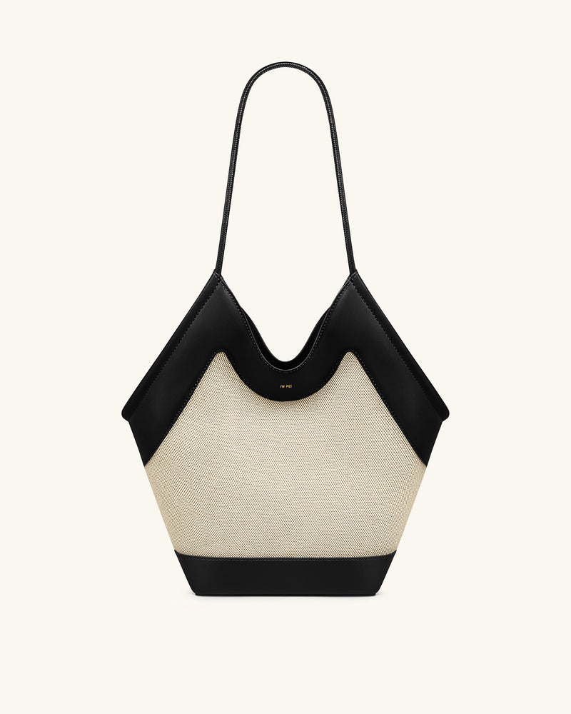 Maribel Panel Tote Bag - Black Canvas
