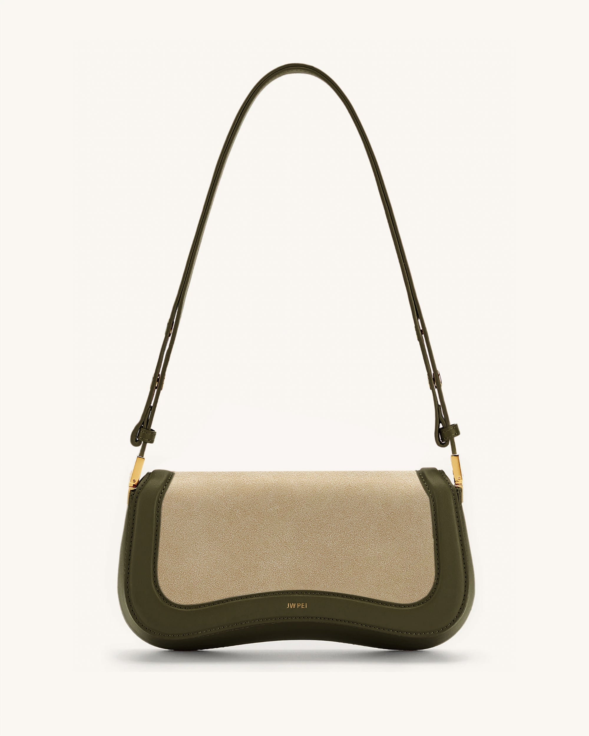 Joy Faux Suede Shoulder Bag - Khaki Green