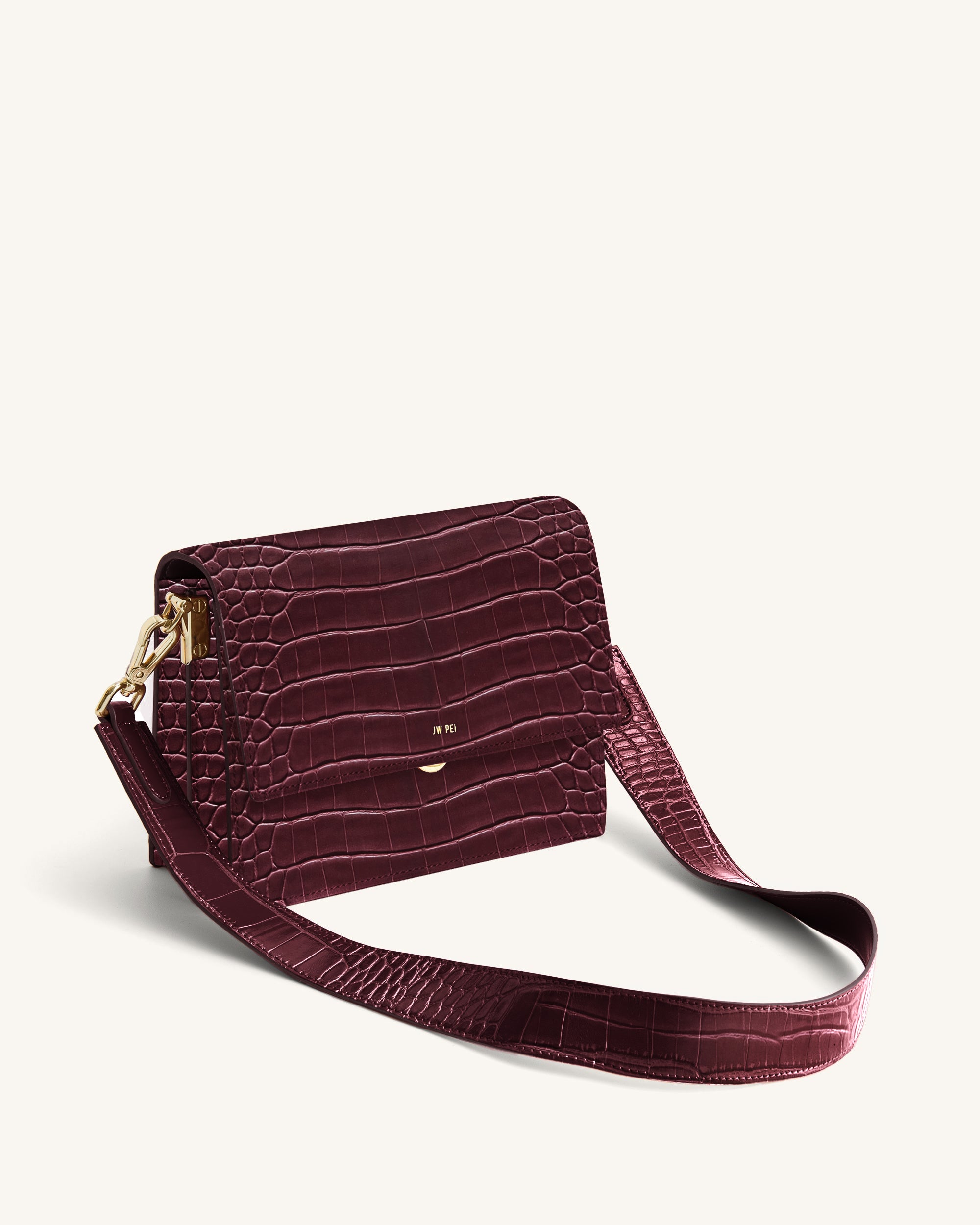 Mini Flap Crossbody- Burgundy Croc