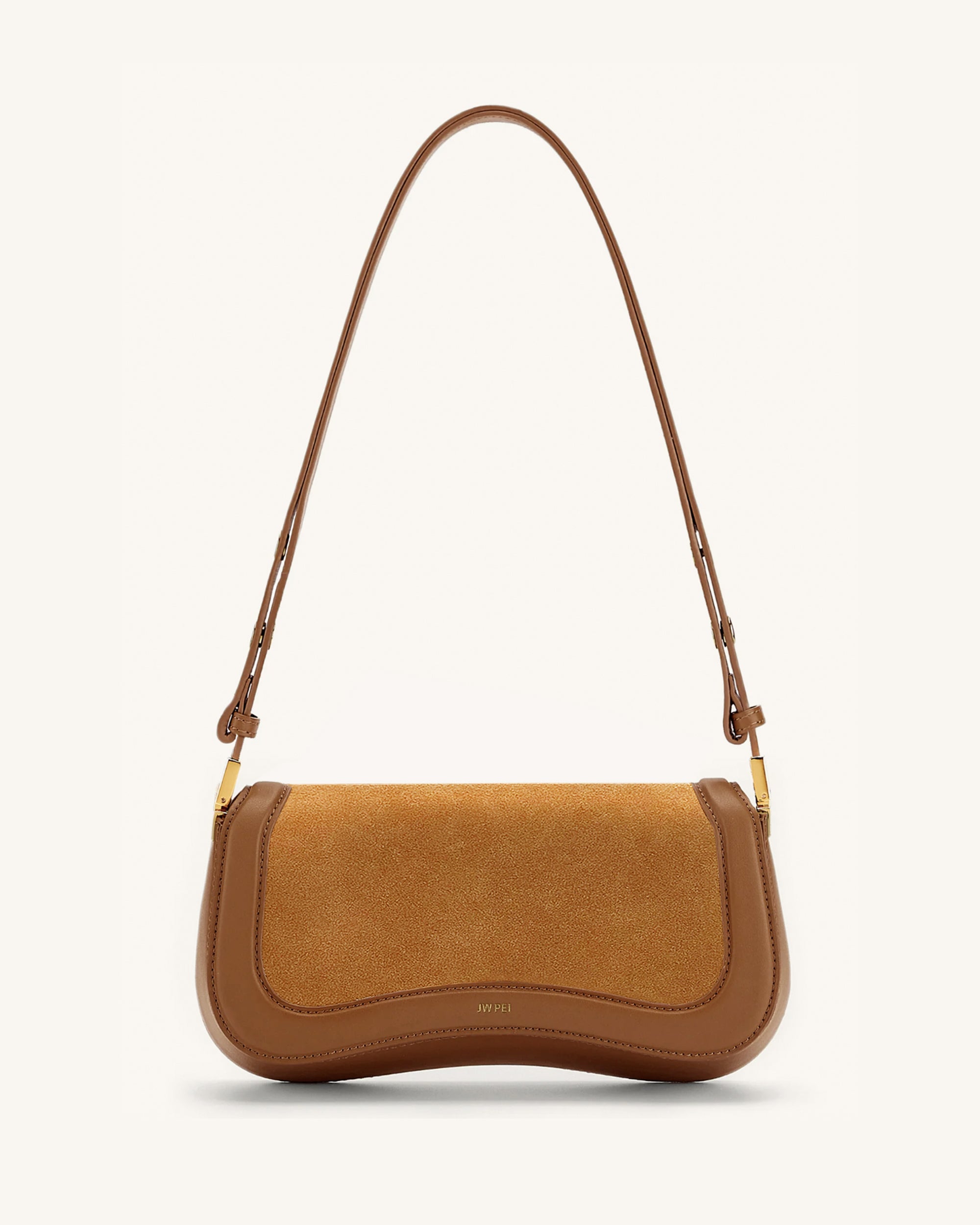 Joy Faux Suede Shoulder Bag - Brown