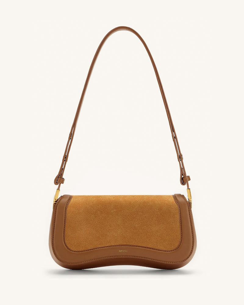 Joy Faux Suede Shoulder Bag - Brown