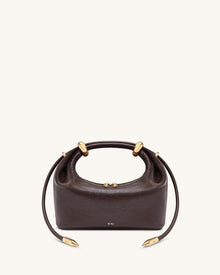Ellie Metal Ring Embellished Top Handle Bag - Dark Brown