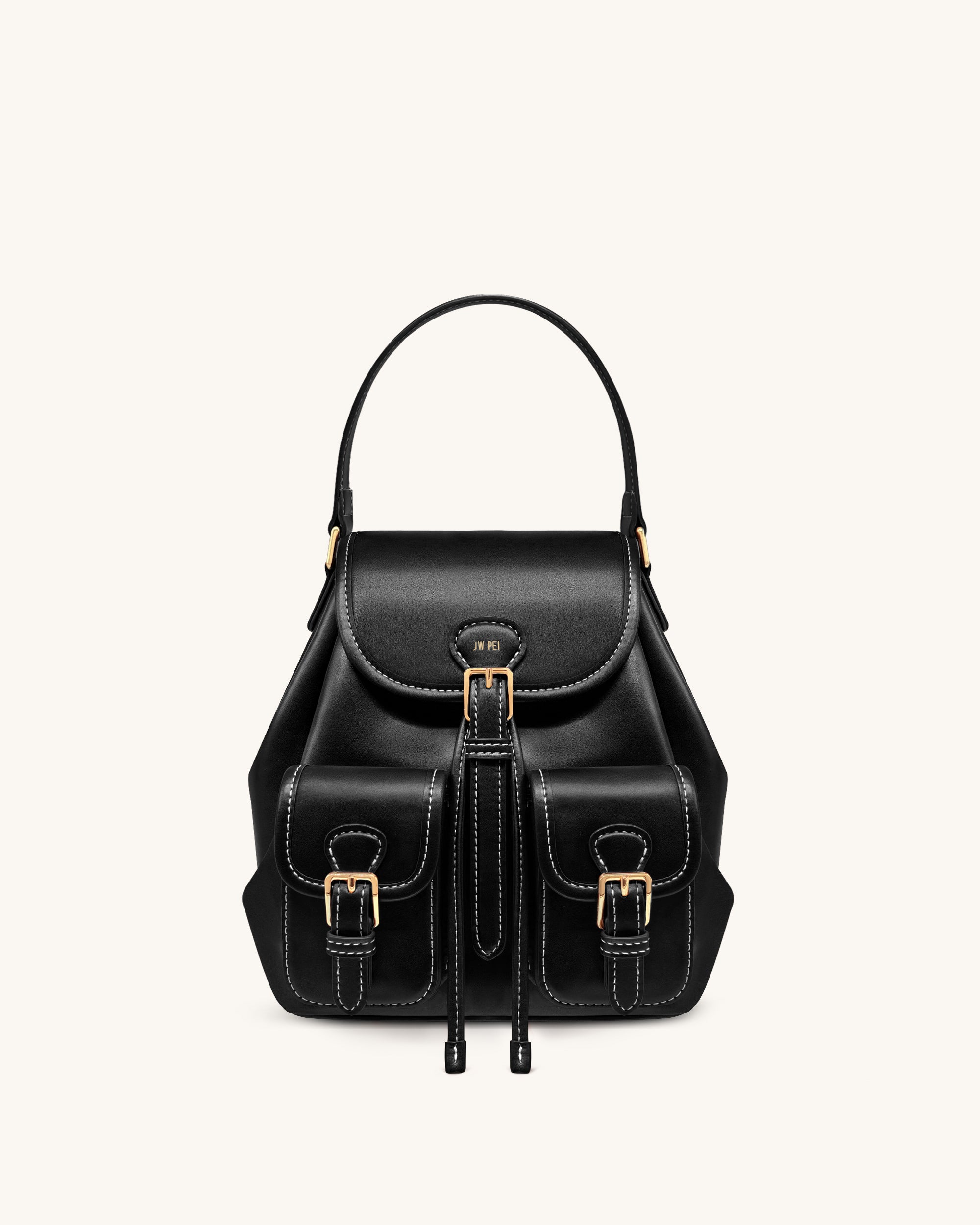 Harper Buckle Pocket Backpack - Black