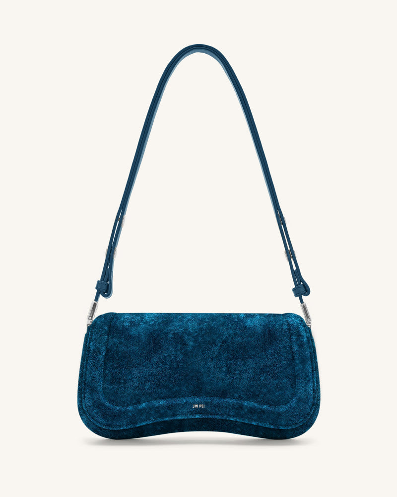 Joy Velvet Shoulder Bag - Blue
