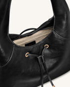 Elara Drawstring Hobo Bag - Black