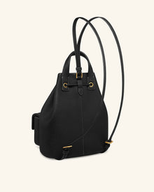 Avery Pebbled Drawstring Utility Backpack – Black