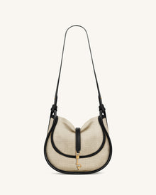 Arla Small Faux Suede Hobo Bag – Black Canvas