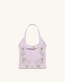 Brooke Mini Belted Embellished Orchid Beaded Top Handle Bag - Lavender