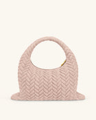 Cora Large Faux Suede Quilting Hobo Shoulder Bag - Pink