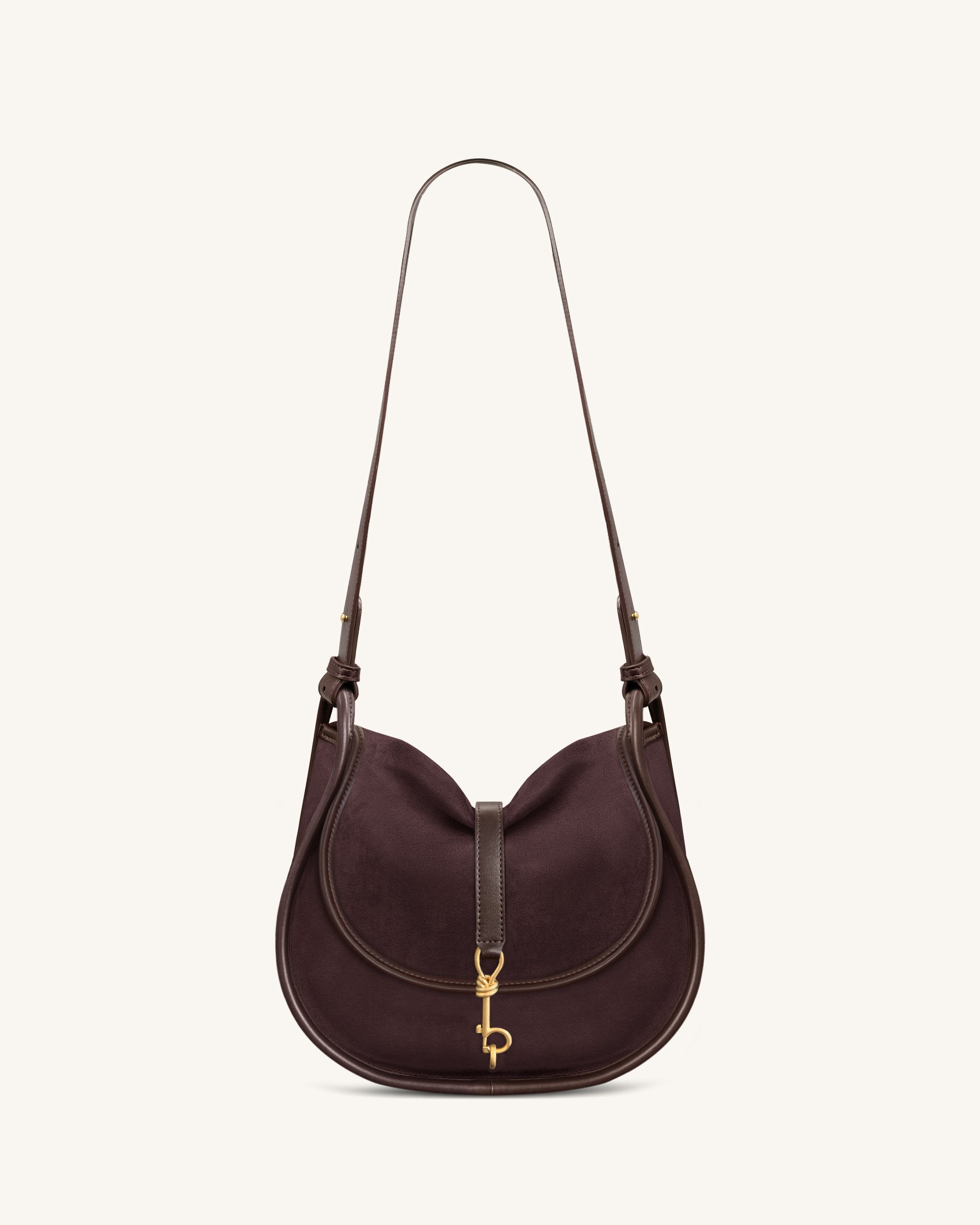 Arla Small Faux Suede Hobo Bag - Chocolate