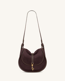 Arla Small Faux Suede Hobo Bag - Chocolate