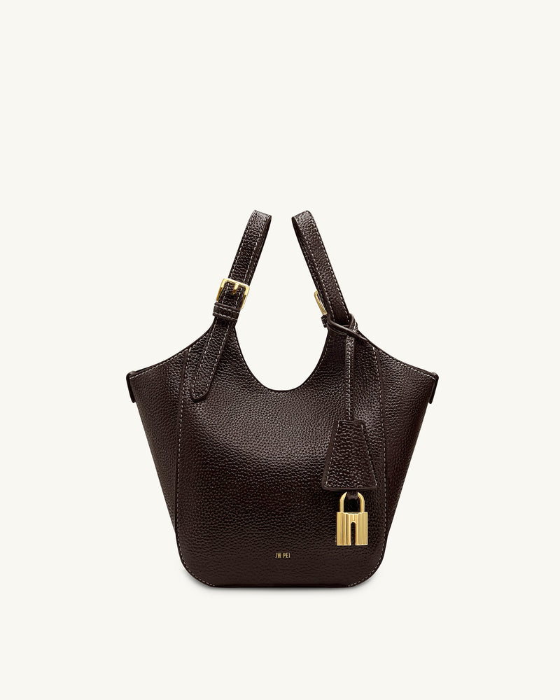 Ines Padlock Tote Bag - Dark Brown
