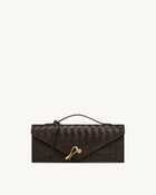 Celeste Woven Textured Envelope Top Handle Bag - Dark Brown