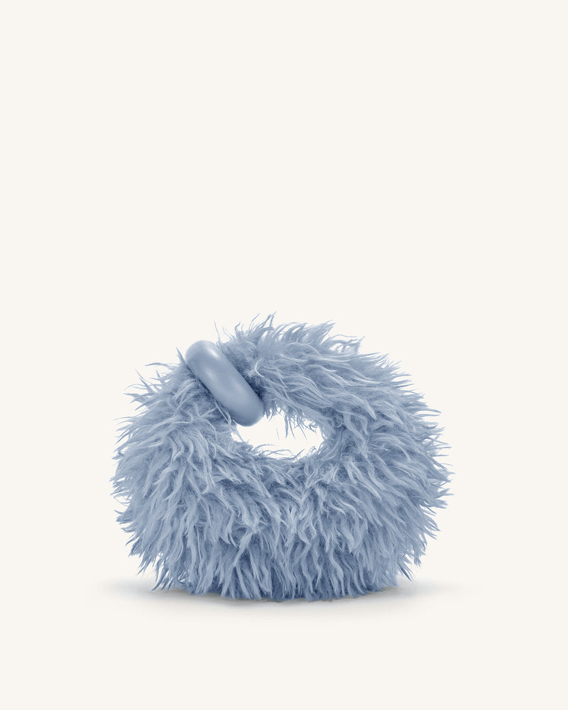 Abacus Faux Fur Mini Top Handle Bag - Light Blue