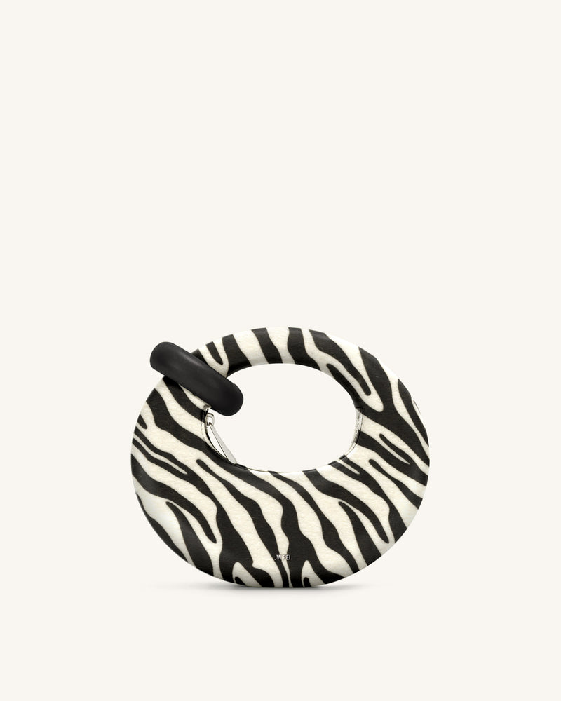 Abacus Faux Zebra Print Mini Top Handle Bag - Black and White