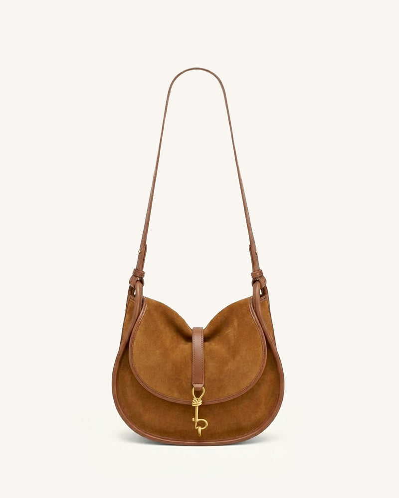 Arla Small Faux Suede Hobo Bag – Camel