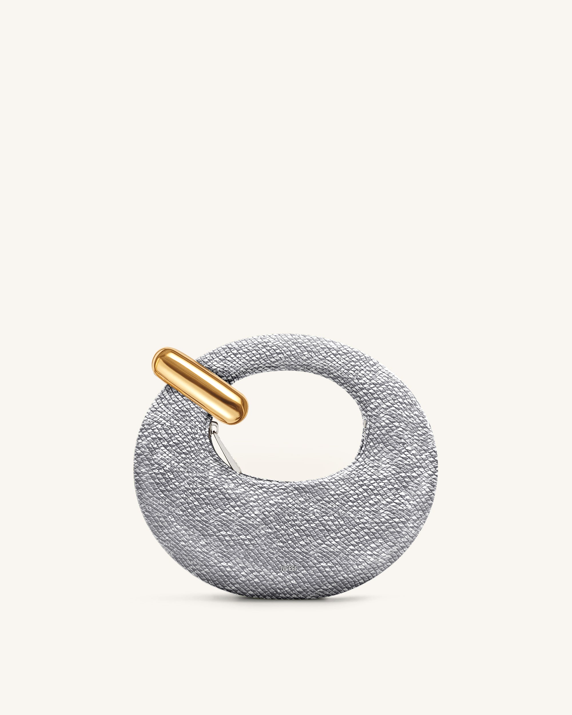 Abacus Faux Snake-Effect Mini Top Handle Bag - Silver