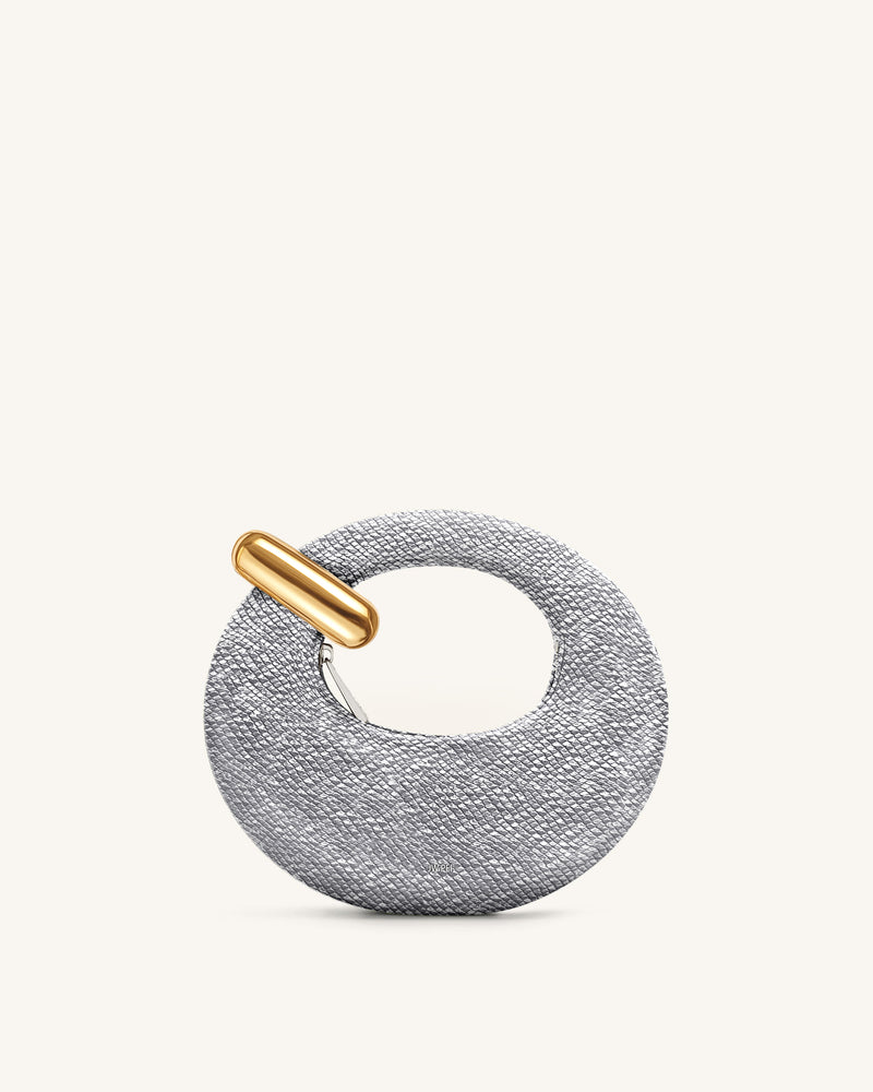 Abacus Faux Snake-Effect Mini Top Handle Bag - Silver