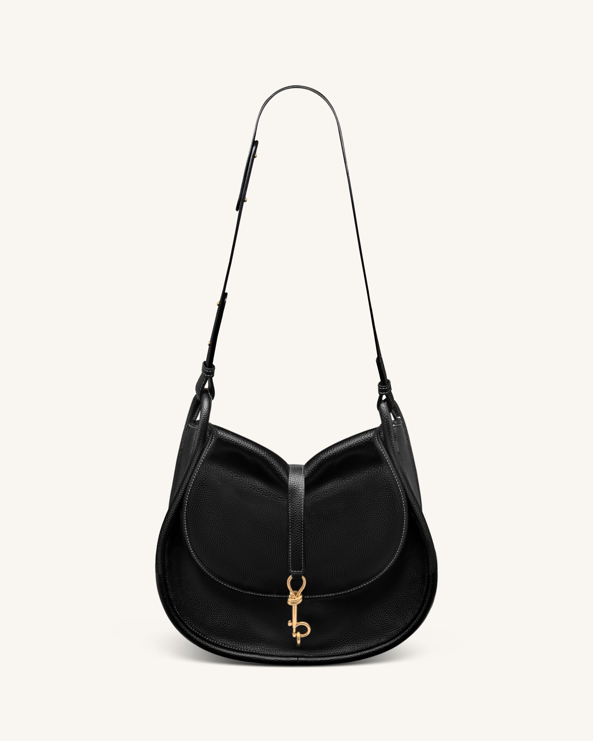 Arla Large Hobo Bag - Black Pebbled