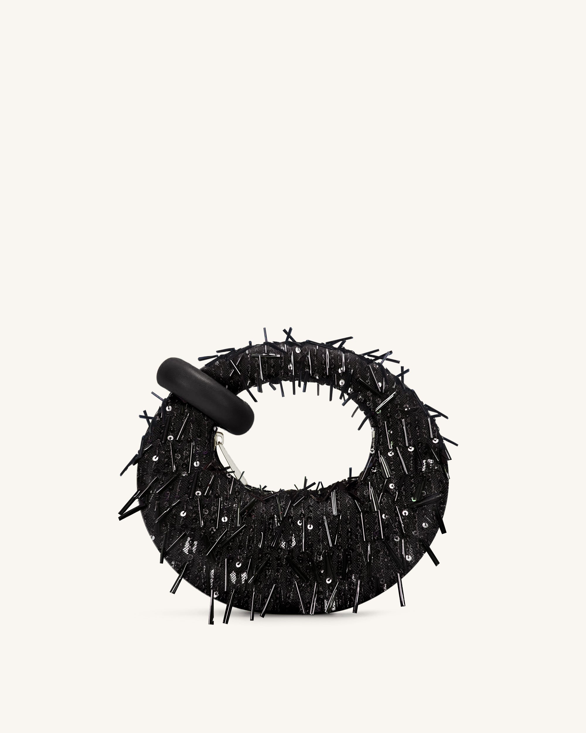 Abacus Sequin Mini Top Handle Bag - Black