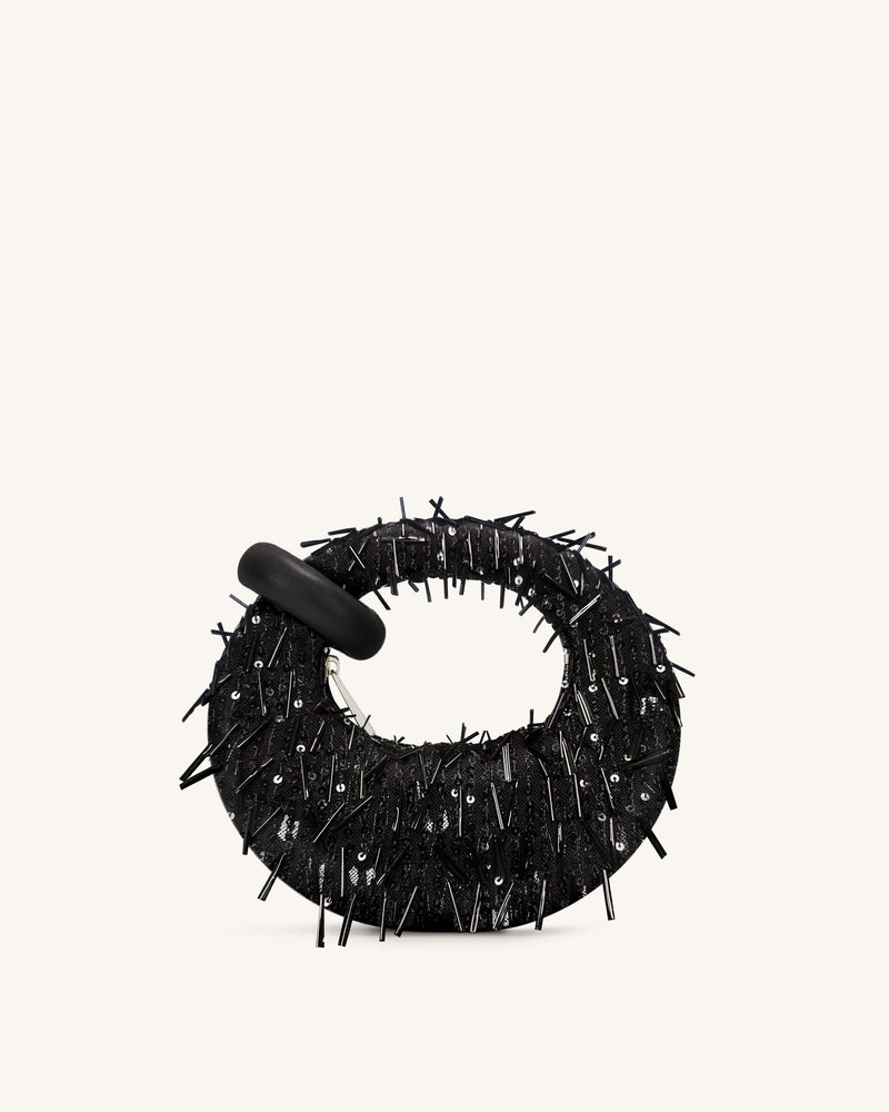 Abacus Sequin Mini Top Handle Bag - Black