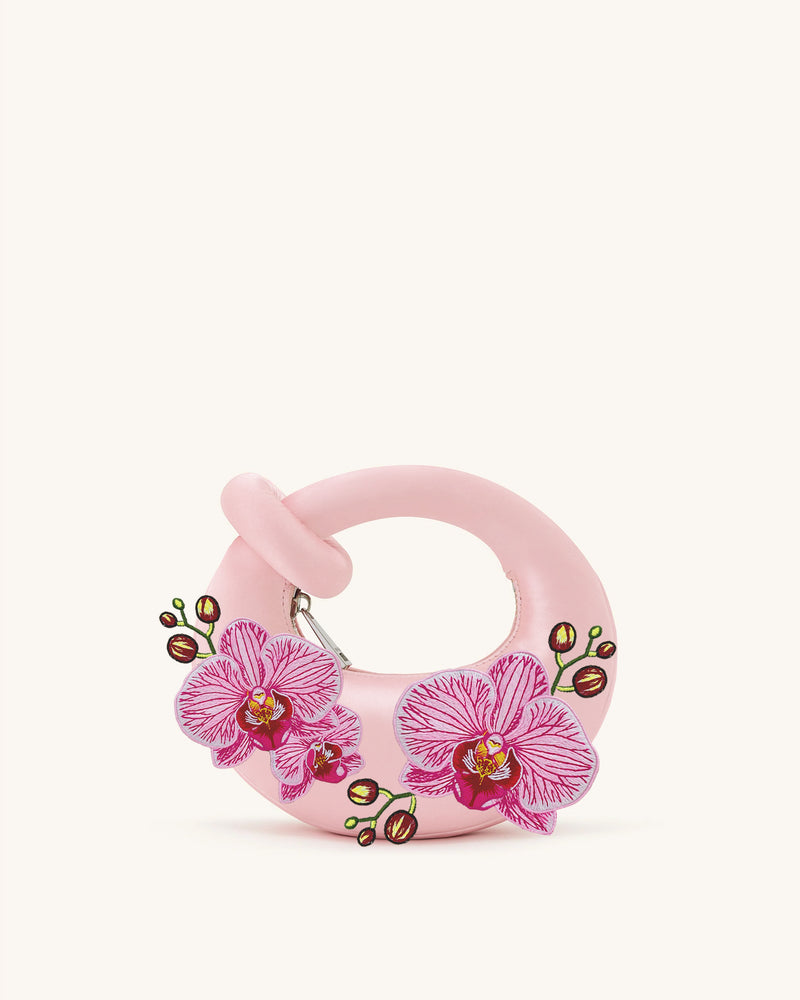 Abacus Orchid Embroidered Mini Top Handle Bag - Pink