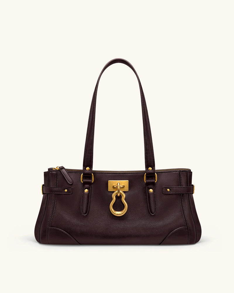 Yvette Elongated Tote Bag - Dark Brown