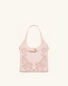 Brooke Mini Belted Embellished Orchid Beaded Top Handle Bag - Pink